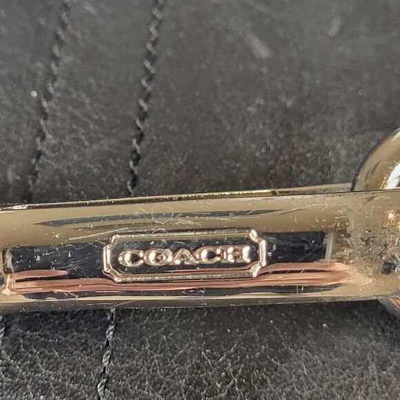 Coach Hampton Black Leather Satchel Top Double Handle Bag Dog Leash Clip F08A70 - Picture 4 of 15